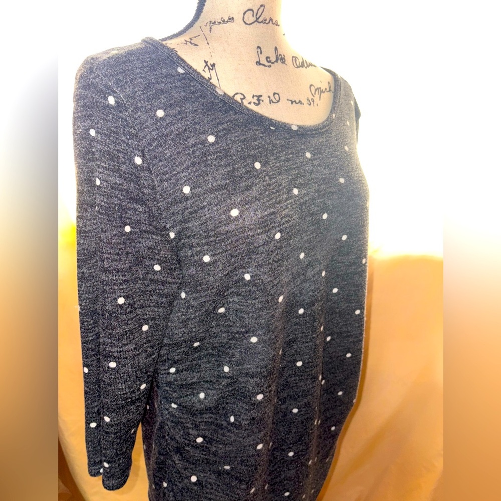 🌺 3 For $20 ~ Le Lis Mid Sleeved Grey Polka Dot Top Women’s Size XL 🩶
